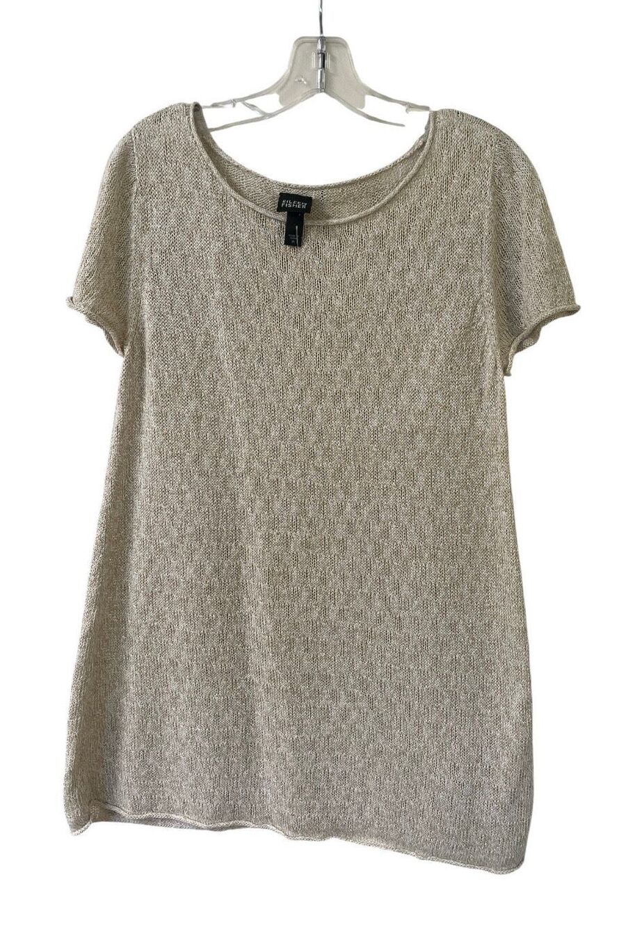 Eileen Fisher tunic style sweater / dress beige 100% linen sz medium